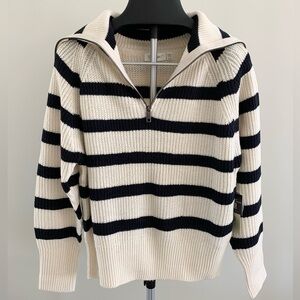 Striped Half-Zip Knit Sweater